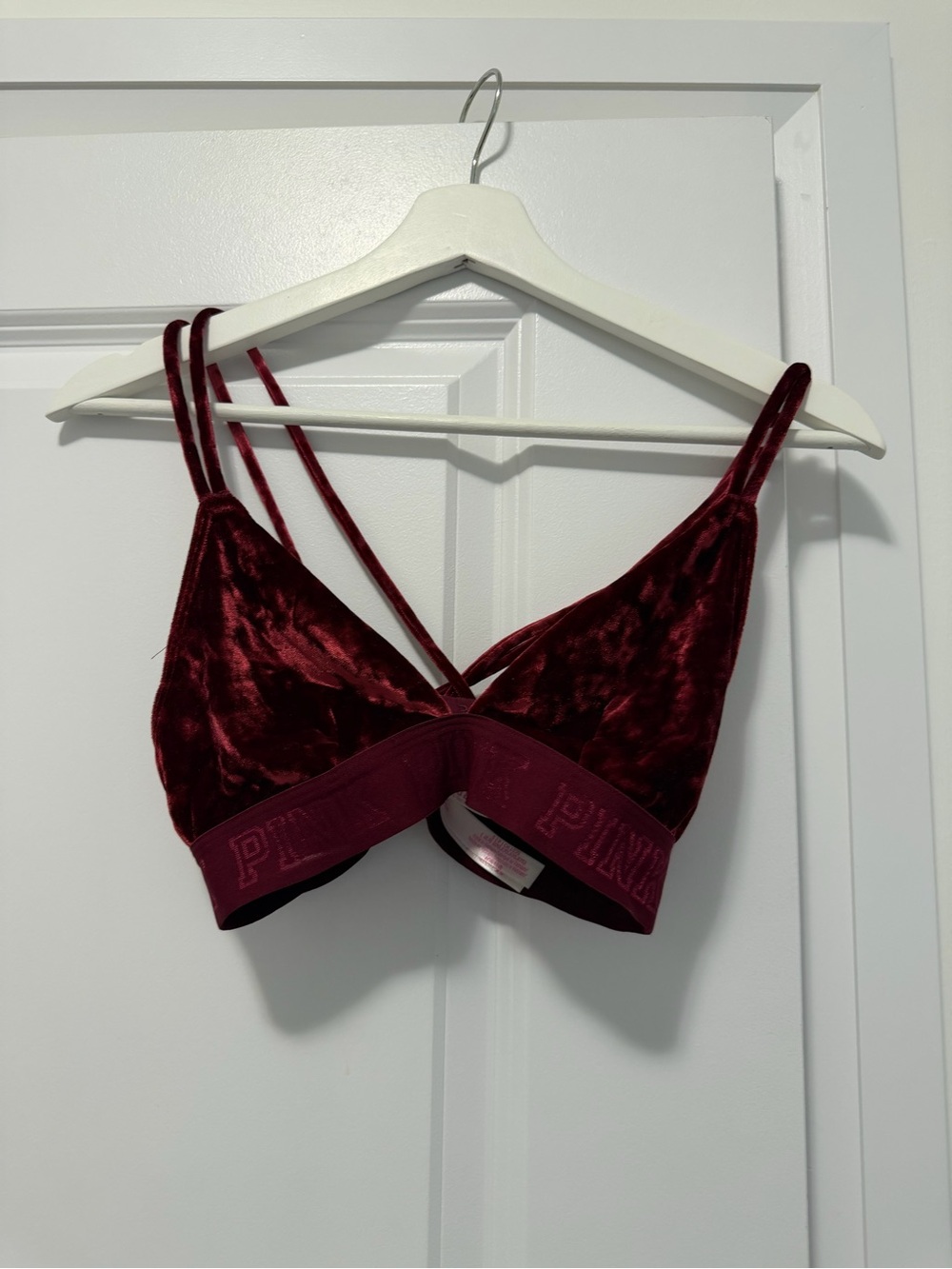 PINK Victoria's Secret Crushed Velvet Bralette in Deep Wine